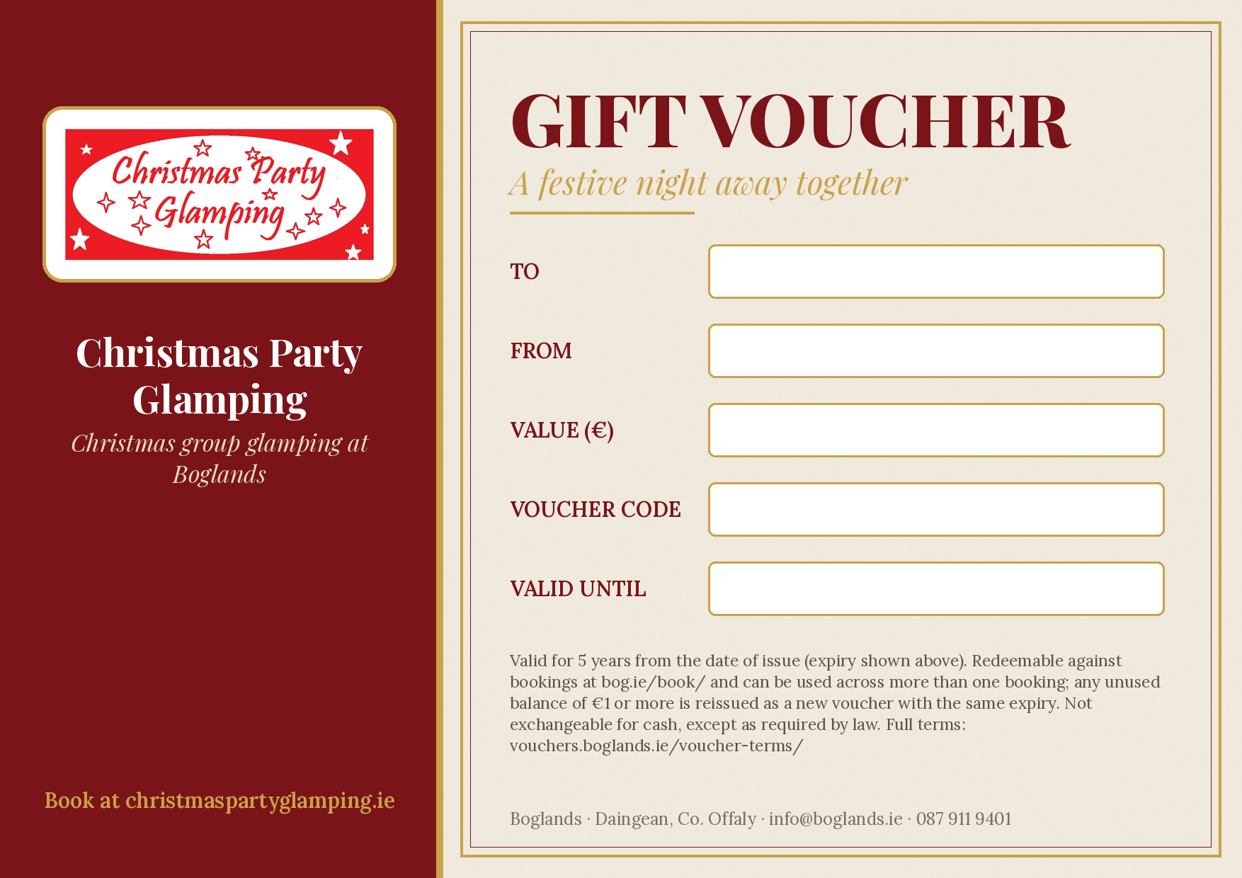 Christmas Party Glamping Gift Voucher