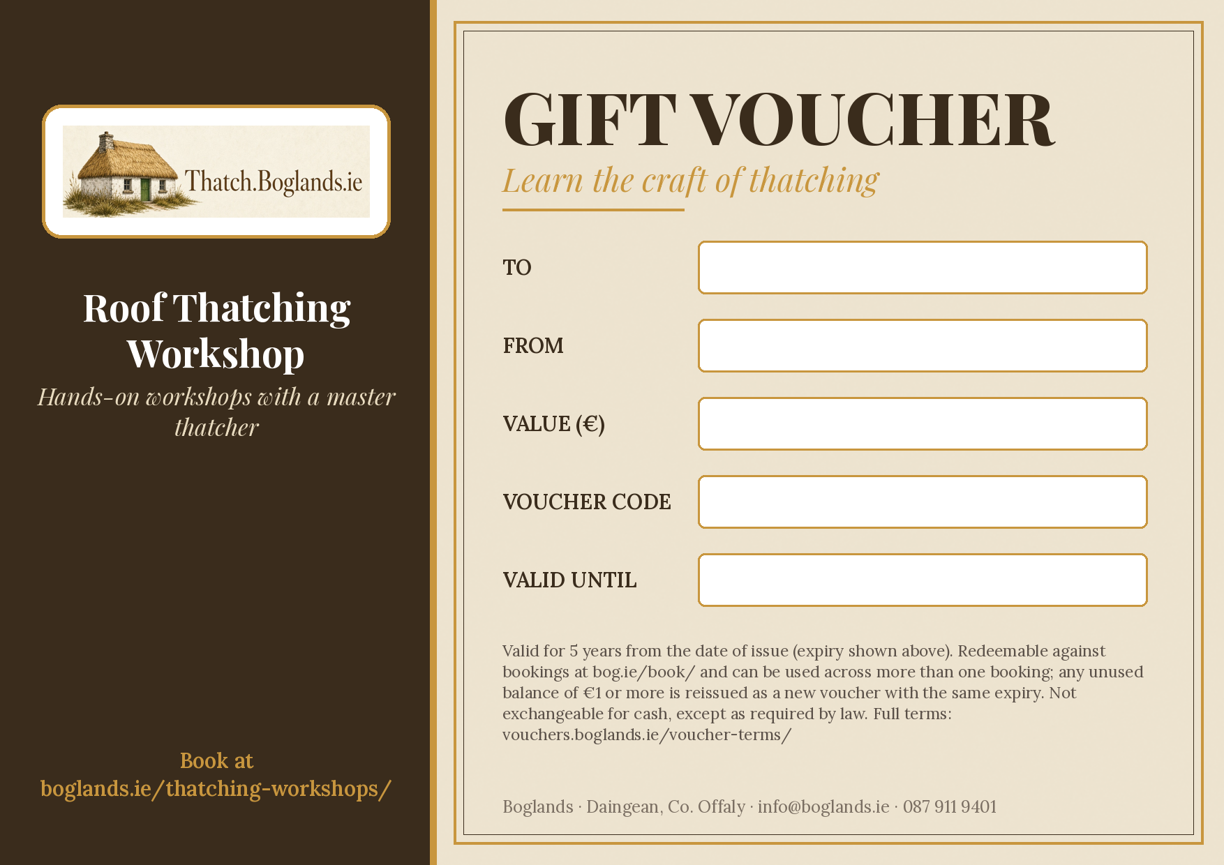 Roof Thatching Workshop Gift Voucher